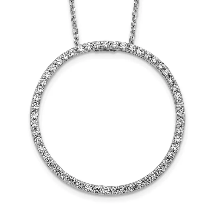 Goldia Necklaces 14k White Gold Real Diamond Circle 18 inch Necklace