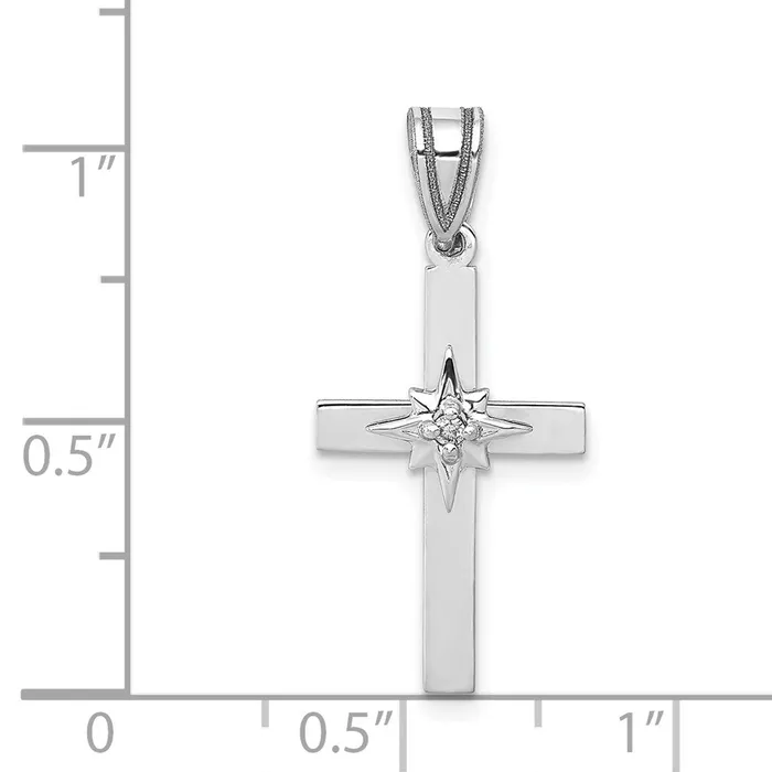Goldia Necklaces Solid 14k White Gold 01ct Simulated CZ Cross Pendant Goldia Necklaces Solid 14k White Gold 01ct Simulated CZ Cross Pendant