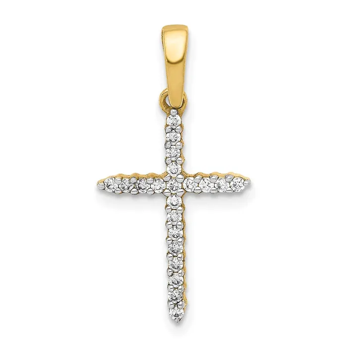 Goldia Necklaces Solid 14k Yellow Gold 16ct Simulated CZ Cross Pendant