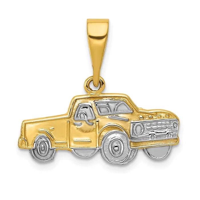 Goldia PreStyled Sets 14k Yellow Rhodium Gold wRhodium Pickup Truck Pendant