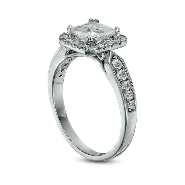 Goldia Rings 15 CT TW PrincessCut Natural Diamond Frame Engagement Ring in Solid 14K White Gold Goldia Rings 15 CT TW PrincessCut Natural Diamond Frame Engagement Ring in Solid 14K White Gold