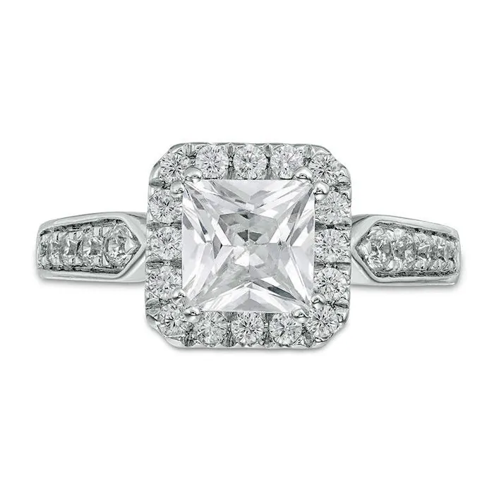 Goldia Rings 15 CT TW PrincessCut Natural Diamond Frame Engagement Ring in Solid 14K White Gold Goldia Rings 15 CT TW PrincessCut Natural Diamond Frame Engagement Ring in Solid 14K White Gold