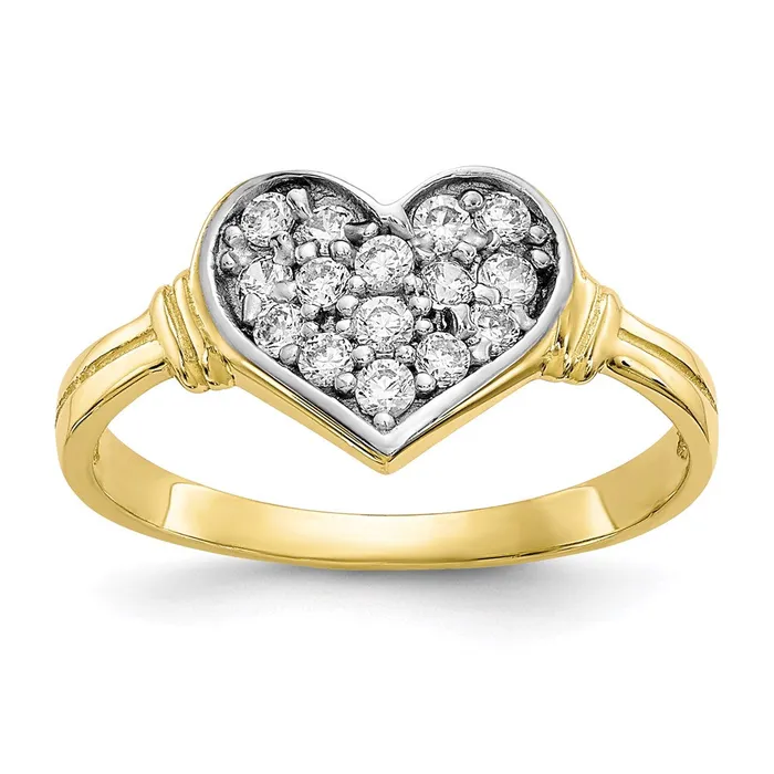 Goldia Rings 10K Yellow Gold u0026 Rhodium CZ Heart Ring