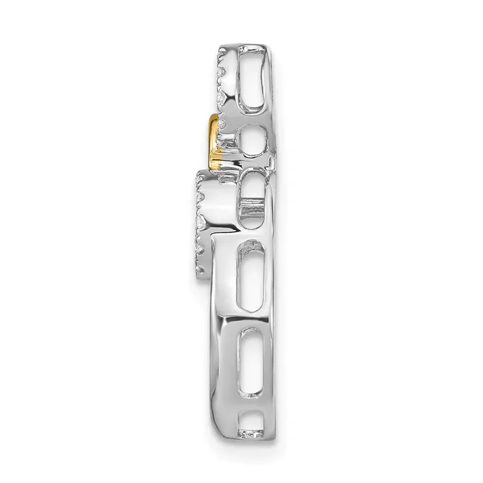 Goldia Rings 14k TwoTone Gold Polished Real Diamond Circles Chain Slide