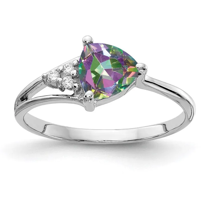 Goldia Rings 14k White Gold 6mm Fire Topaz A Real Diamond ring