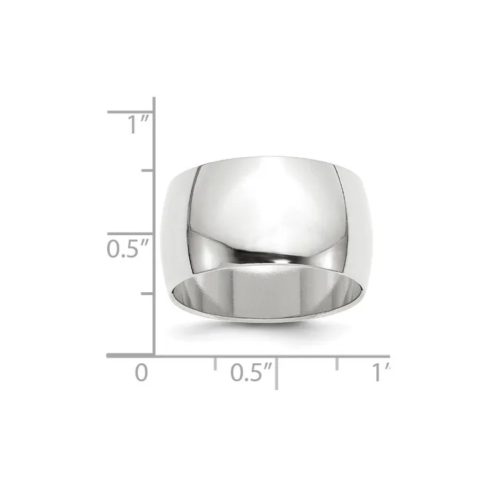 Goldia Rings Solid 18K White Gold 12mm Half Round MensWomens Wedding Band Ring Size 5 Goldia Rings Solid 18K White Gold 12mm Half Round MensWomens Wedding Band Ring Size 5