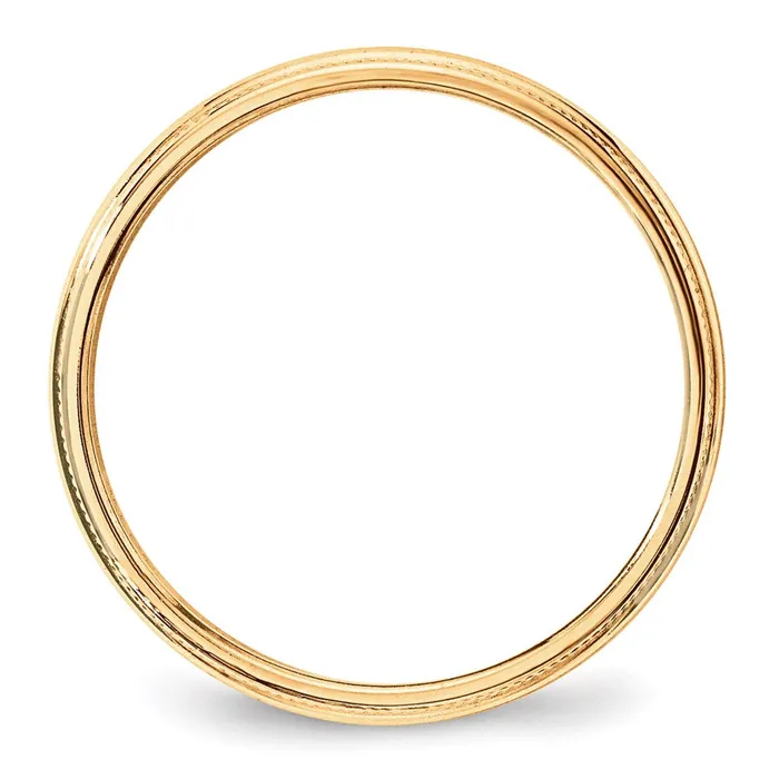 Goldia Rings Solid 18K Yellow Gold 3mm Light Weight Milgrain Half Round MensWomens Wedding Band Ring Size 135