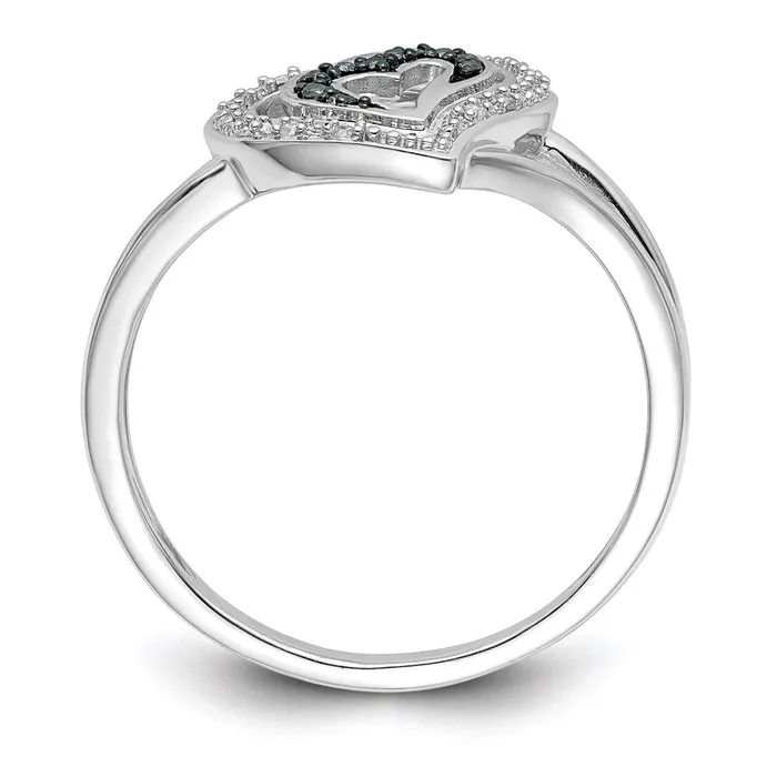 Goldia Rings White Night Sterling Silver Rhodiumplated Blue and White Diamond Heart Ring