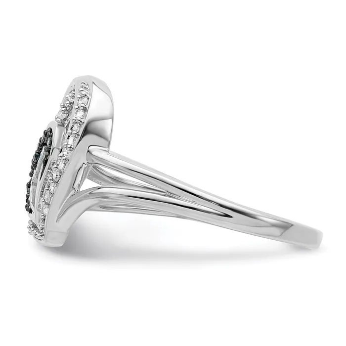 Goldia Rings White Night Sterling Silver Rhodiumplated Blue and White Diamond Heart Ring