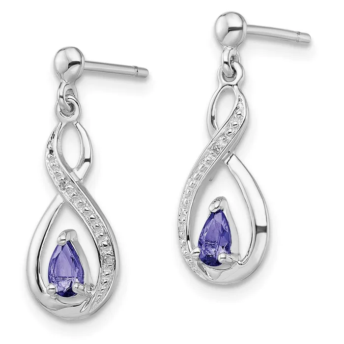 Goldia Sterling Silver Rhodiumplated Tanzanite u0026 Diamond Earrings Earrings