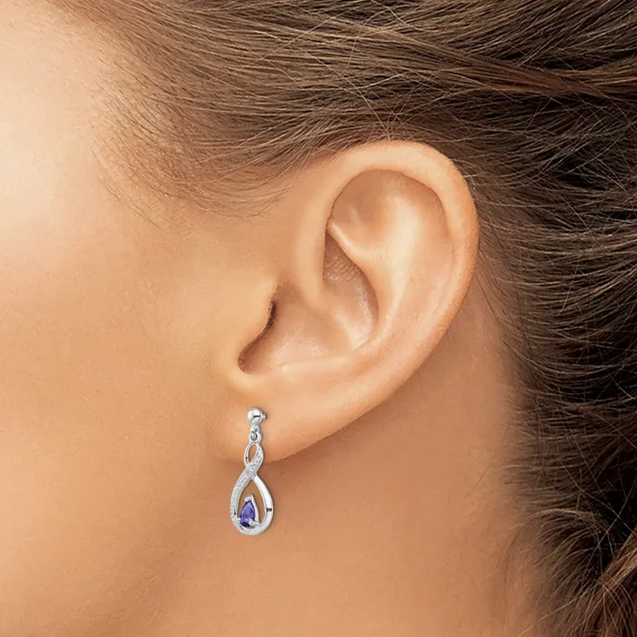 Goldia Sterling Silver Rhodiumplated Tanzanite u0026 Diamond Earrings Earrings