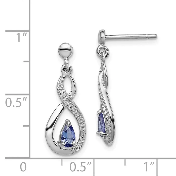 Goldia Sterling Silver Rhodiumplated Tanzanite u0026 Diamond Earrings Earrings