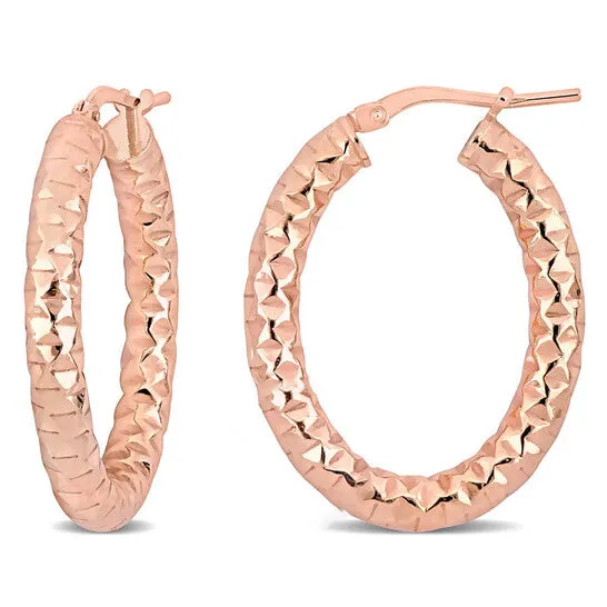 JMS always Earrings Original AMOUR 31 Mm Diamond Cut Hoop Earrings In Rose Plated Sterling Silver JMS always Earrings Original AMOUR 31 Mm Diamond Cut Hoop Earrings In Rose Plated Sterling Silver