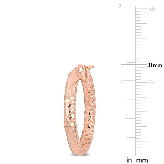 JMS always Earrings Original AMOUR 31 Mm Diamond Cut Hoop Earrings In Rose Plated Sterling Silver JMS always Earrings Original AMOUR 31 Mm Diamond Cut Hoop Earrings In Rose Plated Sterling Silver