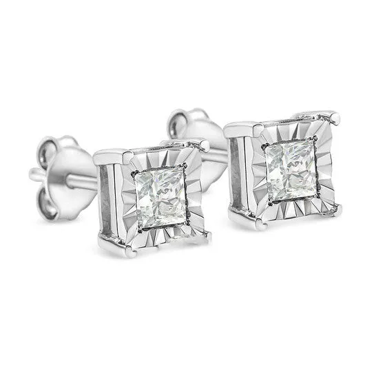 JMS always Earrings Original Haus of Brilliance 925 Sterling Silver 12 Cttw Miracle Set Princesscut Diamond Solitaire Stud Earrings IJ Color SI1SI2 Clarity JMS always Earrings Original Haus of Brilliance 925 Sterling Silver 12 Cttw Miracle Set Princesscut Diamond Solitaire Stud Earrings IJ Color SI1SI2 Clarity