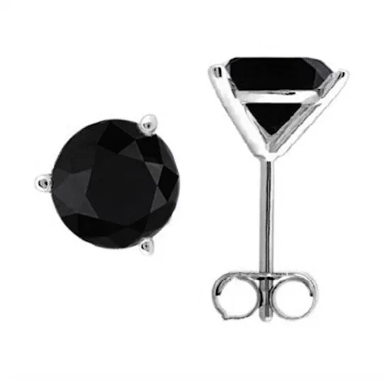 JMS always Earrings Original Maulijewels 14k White Gold Round Stud Earrings With 060 Cttw Natural Black Diamonds Push Back Clasp JMS always Earrings Original Maulijewels 14k White Gold Round Stud Earrings With 060 Cttw Natural Black Diamonds Push Back Clasp