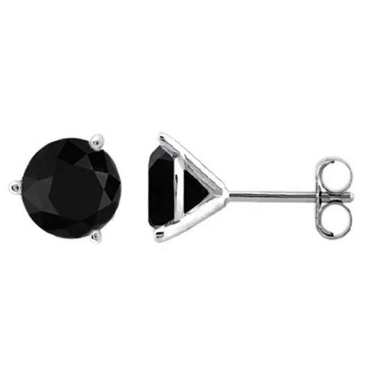 JMS always Earrings Original Maulijewels 14k White Gold Round Stud Earrings With 060 Cttw Natural Black Diamonds Push Back Clasp JMS always Earrings Original Maulijewels 14k White Gold Round Stud Earrings With 060 Cttw Natural Black Diamonds Push Back Clasp
