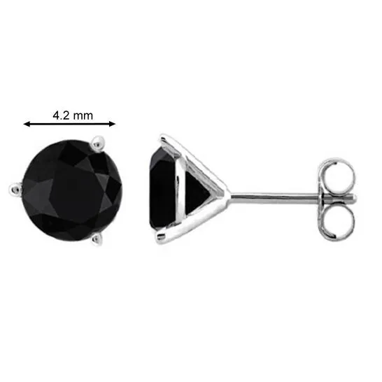 JMS always Earrings Original Maulijewels 14k White Gold Round Stud Earrings With 060 Cttw Natural Black Diamonds Push Back Clasp JMS always Earrings Original Maulijewels 14k White Gold Round Stud Earrings With 060 Cttw Natural Black Diamonds Push Back Clasp