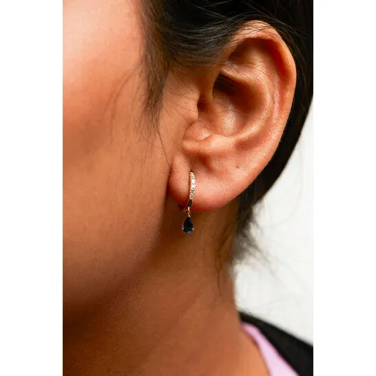 JMS always Original Haus of Brilliance 10K Yellow Gold Pear Blue Sapphire and 110 Cttw Diamond Drop and Dangle Huggy Hoop Earrings HI Color I1I2 Clarity Earrings JMS always Original Haus of Brilliance 10K Yellow Gold Pear Blue Sapphire and 110 Cttw Diamond Drop and Dangle Huggy Hoop Earrings HI Color I1I2 Clarity Earrings