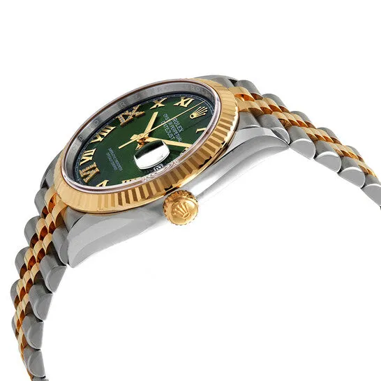 JMS always Original Rolex Datejust 36 Olive Green Diamond Dial Mens Stainless Steel and 18kt Yellow Gold Jubilee Watch 126233GNRDJ Earrings