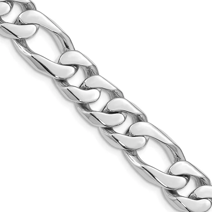MDS Necklaces Solid 14K White Gold 24 inch 10mm Hand Polished Figaro Link with Box Catch Clasp Chain Necklace MDS Necklaces Solid 14K White Gold 24 inch 10mm Hand Polished Figaro Link with Box Catch Clasp Chain Necklace