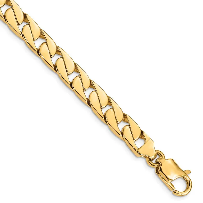 MDS Necklaces Solid 14K Yellow Gold 22 inch 8mm Hand Polished Long Link Half Round Curb with Lobster Clasp Chain Necklace MDS Necklaces Solid 14K Yellow Gold 22 inch 8mm Hand Polished Long Link Half Round Curb with Lobster Clasp Chain Necklace