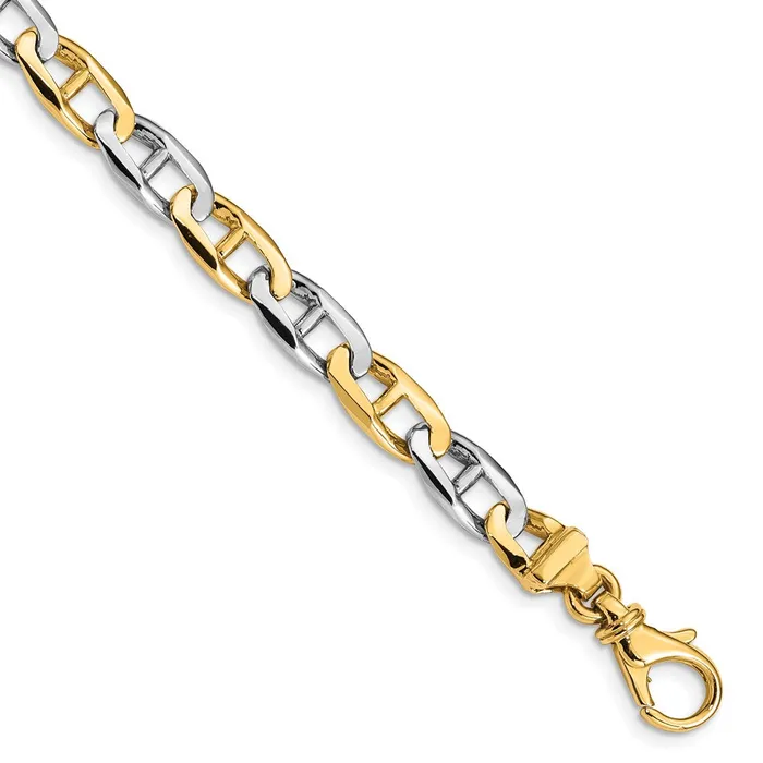 MDS Solid 14K Twotone Gold 24 inch 66mm Hand Polished Fancy Flat Anchor Link with Fancy Lobster Clasp Chain Necklace Necklaces MDS Solid 14K Twotone Gold 24 inch 66mm Hand Polished Fancy Flat Anchor Link with Fancy Lobster Clasp Chain Necklace Necklaces