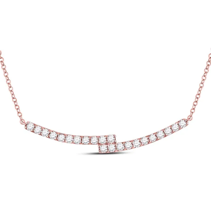 Necklaces gndatlanta 14k Rose Gold Round Diamond Curved Bypass Bar Necklace 1 Cttw Necklaces gndatlanta 14k Rose Gold Round Diamond Curved Bypass Bar Necklace 1 Cttw