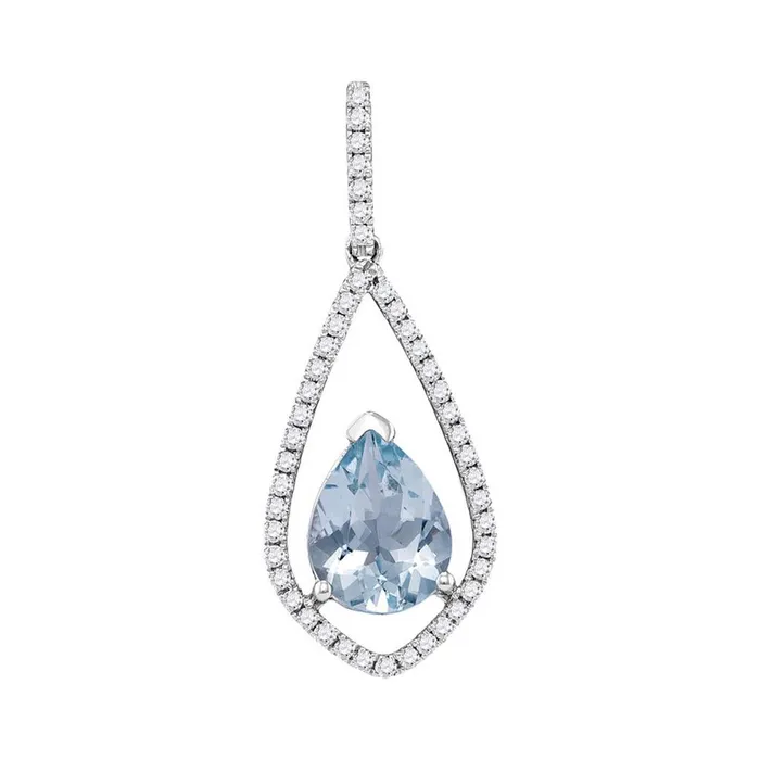 Necklaces gndatlanta 14k White Gold Pear Aquamarine Diamond Teardrop Pendant 112 Cttw Necklaces gndatlanta 14k White Gold Pear Aquamarine Diamond Teardrop Pendant 112 Cttw