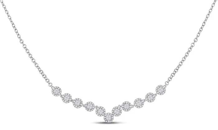 Necklaces gndatlanta 14k White Gold Princess Diamond Fashion Cocktail Necklace 178 Cttw Necklaces gndatlanta 14k White Gold Princess Diamond Fashion Cocktail Necklace 178 Cttw