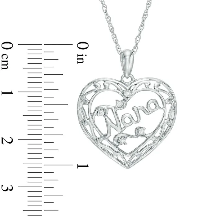 Necklaces Goldia 005 CT TW Natural Diamond Nana Filigree Border Heart Pendant in Sterling Silver Necklaces Goldia 005 CT TW Natural Diamond Nana Filigree Border Heart Pendant in Sterling Silver