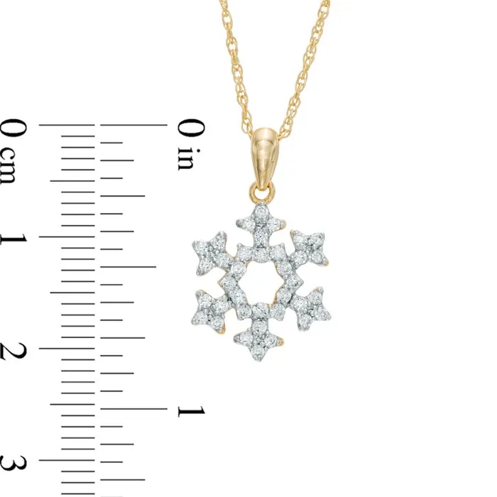 Necklaces Goldia 033 CT TW Natural Diamond Snowflake Pendant in 10K Yellow Gold Necklaces Goldia 033 CT TW Natural Diamond Snowflake Pendant in 10K Yellow Gold