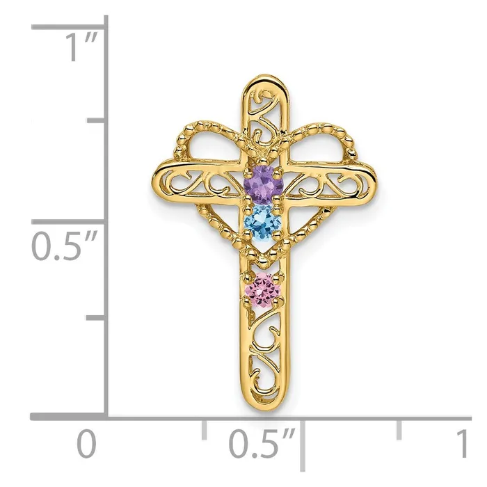 Necklaces Goldia 14k Genuine 3 Stone Mothers Cross Pendant