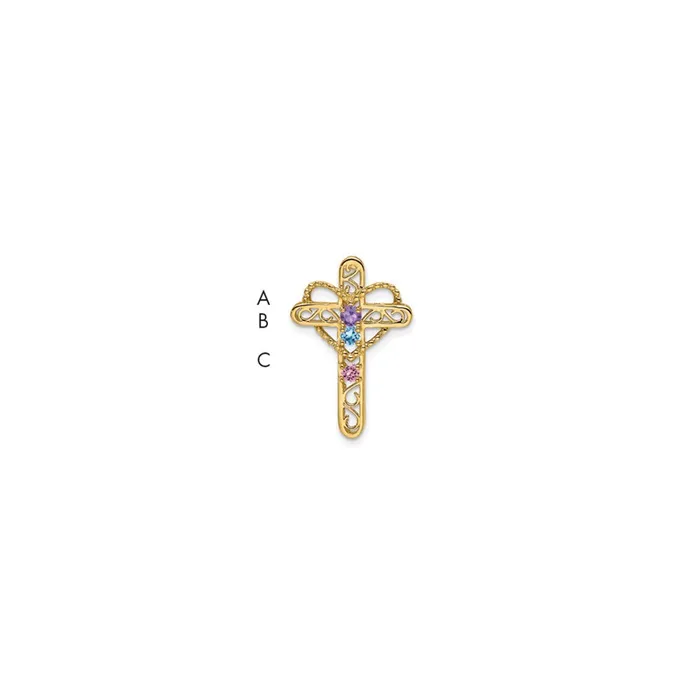 Necklaces Goldia 14k Genuine 3 Stone Mothers Cross Pendant