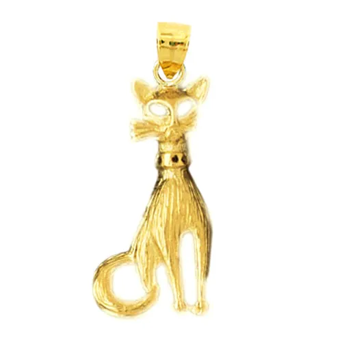 Necklaces Goldia 14K Gold Siamese Cat with Collar Pendant