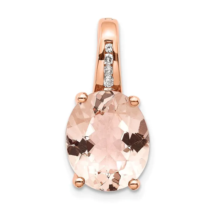 Necklaces Goldia 14k Rose Gold Real Diamond and Morganite Pendant