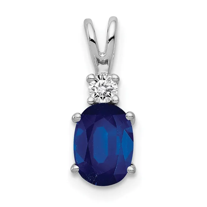 Necklaces Goldia 14k White Gold 7x5mm Oval Sapphire Natural Diamond Pendant Necklaces Goldia 14k White Gold 7x5mm Oval Sapphire Natural Diamond Pendant