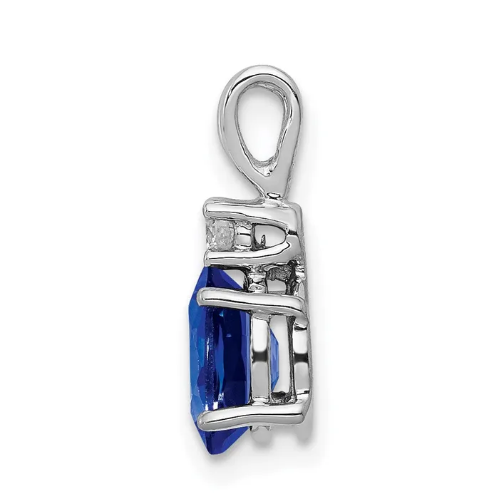 Necklaces Goldia 14k White Gold 7x5mm Oval Sapphire Natural Diamond Pendant