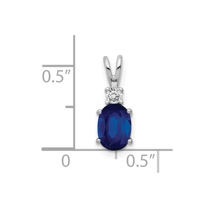 Necklaces Goldia 14k White Gold 7x5mm Oval Sapphire Natural Diamond Pendant