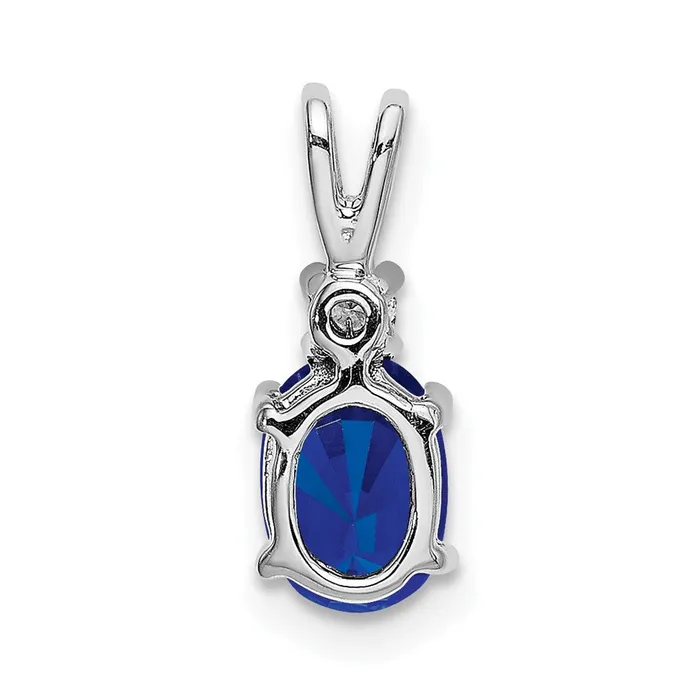 Necklaces Goldia 14k White Gold 7x5mm Oval Sapphire Natural Diamond Pendant