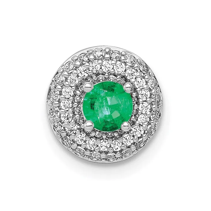 Necklaces Goldia 14k White Gold Halo 14ct Real Diamond 25 Emerald Chain Slide