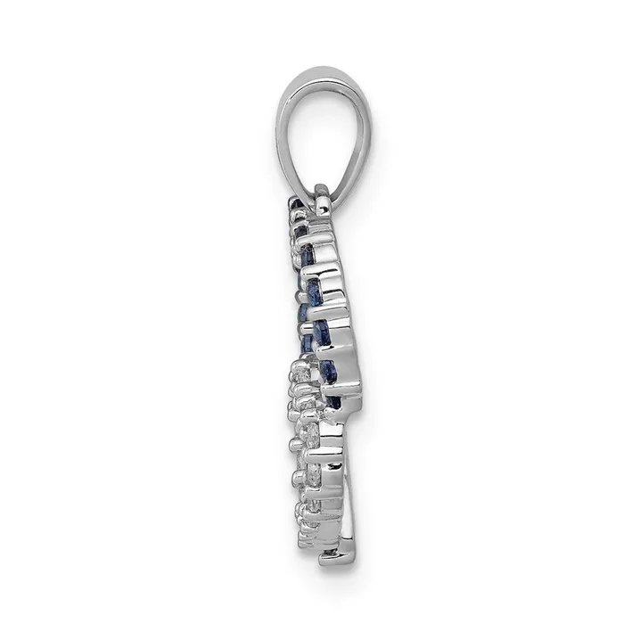 Necklaces Goldia 14k White Gold Real Diamond and Sapphire Double Heart Pendant