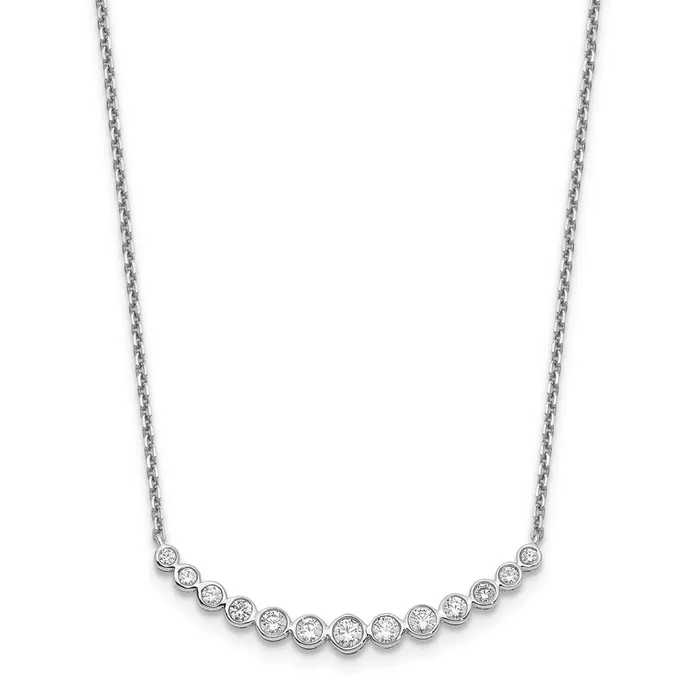Necklaces Goldia 14k White Gold Real Diamond Curved Bar Necklace