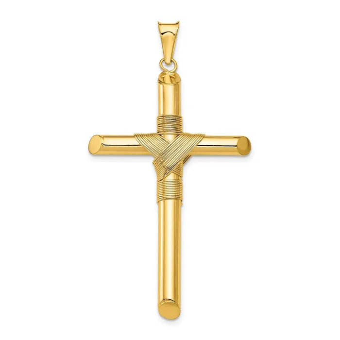 Necklaces Goldia 14k Yellow Gold Polished wCenter Wrap Tube Cross Pendant Necklaces Goldia 14k Yellow Gold Polished wCenter Wrap Tube Cross Pendant
