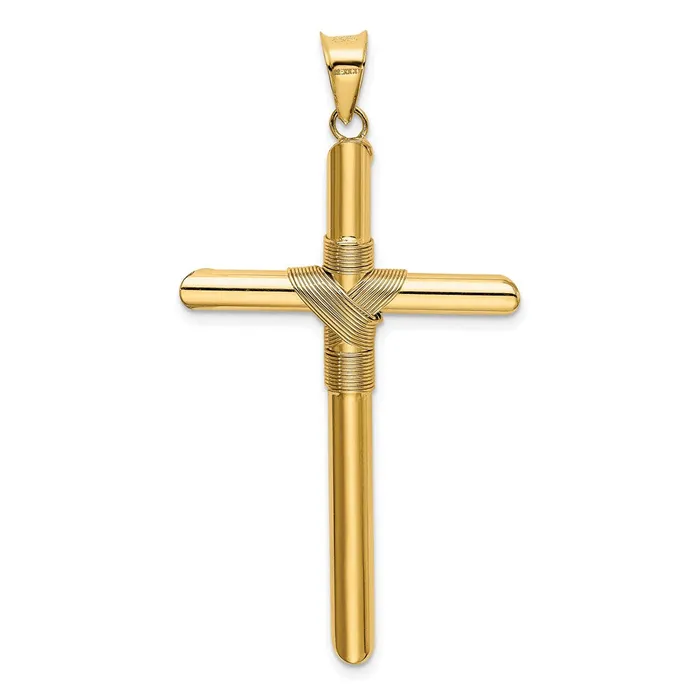 Necklaces Goldia 14k Yellow Gold Polished wCenter Wrap Tube Cross Pendant