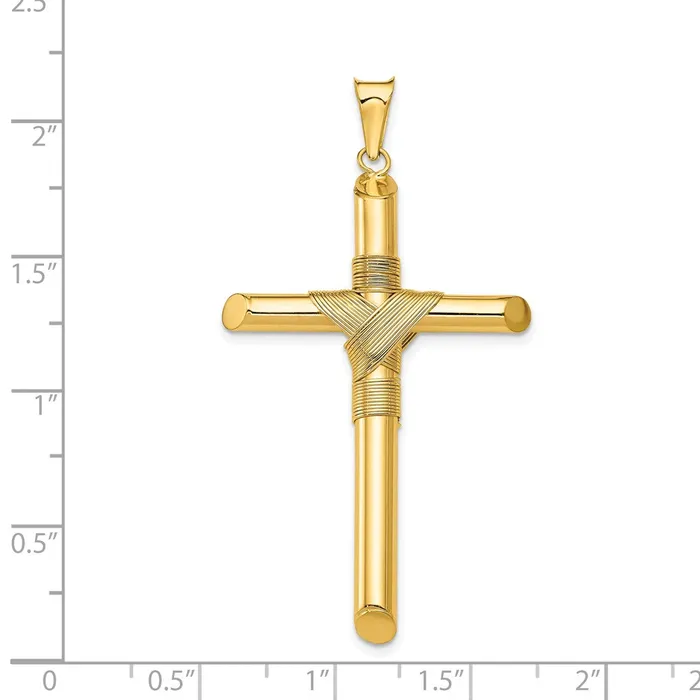 Necklaces Goldia 14k Yellow Gold Polished wCenter Wrap Tube Cross Pendant