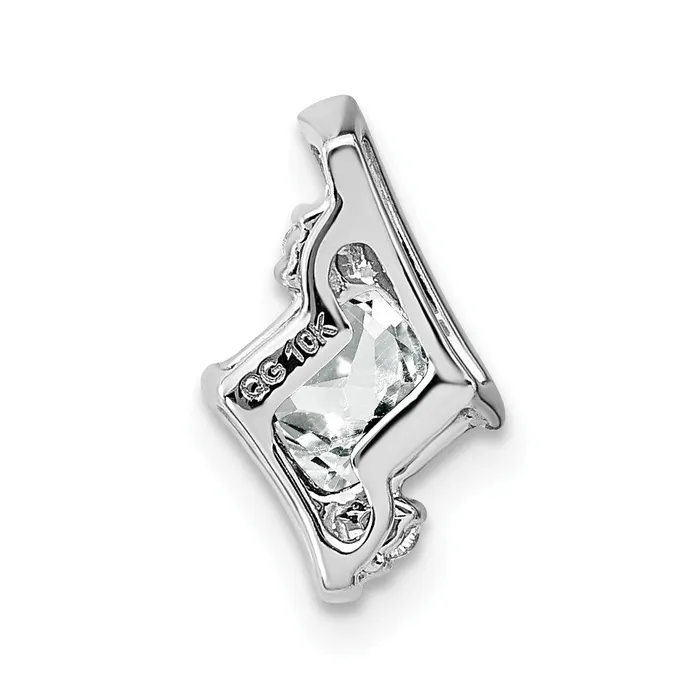 Necklaces Goldia Sterling Silver Antique Cushion White Topaz and Real Diamond Pendant