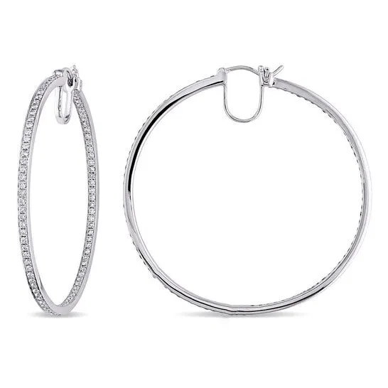 Original AMOUR 1 45 CT TW Diamond Inside Outside Hoop Earrings In 14K White Gold JMS always Earrings Original AMOUR 1 45 CT TW Diamond Inside Outside Hoop Earrings In 14K White Gold JMS always Earrings