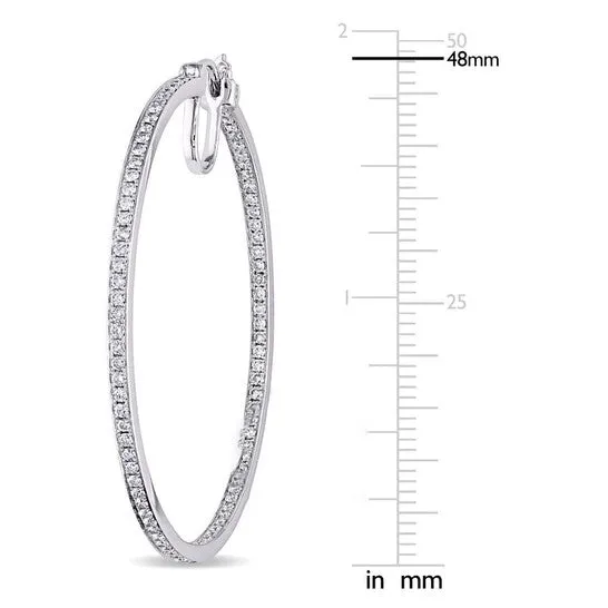 Original AMOUR 1 45 CT TW Diamond Inside Outside Hoop Earrings In 14K White Gold JMS always Earrings Original AMOUR 1 45 CT TW Diamond Inside Outside Hoop Earrings In 14K White Gold JMS always Earrings
