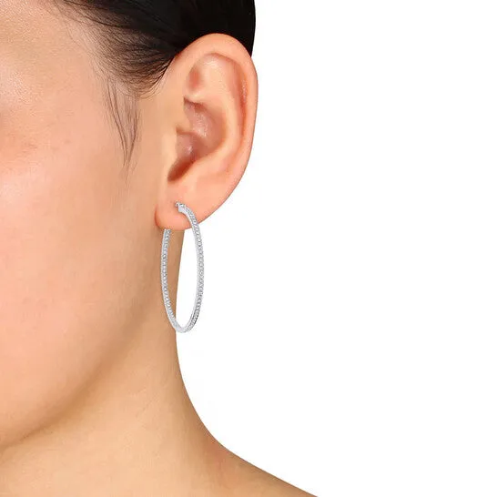 Original AMOUR 1 45 CT TW Diamond Inside Outside Hoop Earrings In 14K White Gold JMS always Earrings Original AMOUR 1 45 CT TW Diamond Inside Outside Hoop Earrings In 14K White Gold JMS always Earrings